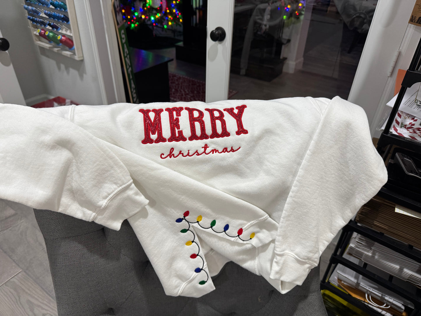 Merry Christmas Sweatshirt with Side Lights CHILD - Comfort Colors