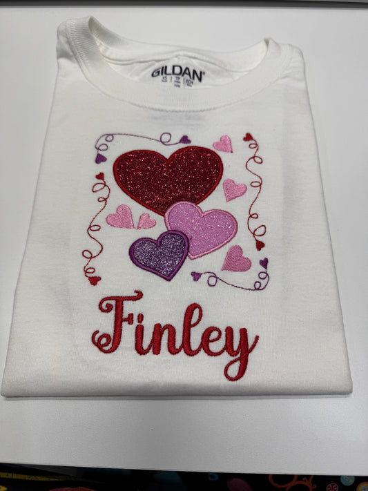 Valentines T-Shirt (Youth) Heart Applique Custom Name