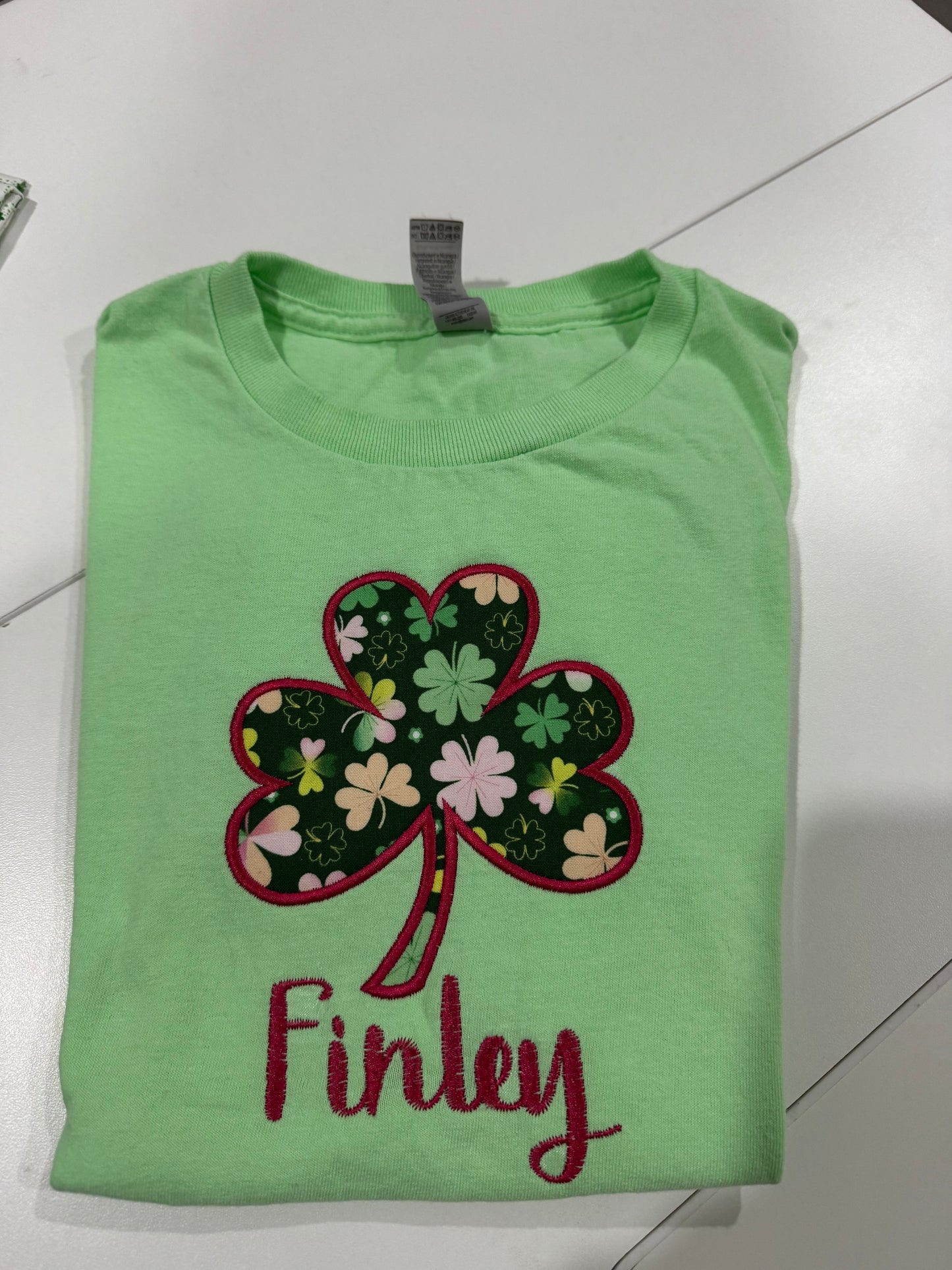 St. Patrick's Day Gildan T-Shirt (Youth) Clover Applique, Custom Name